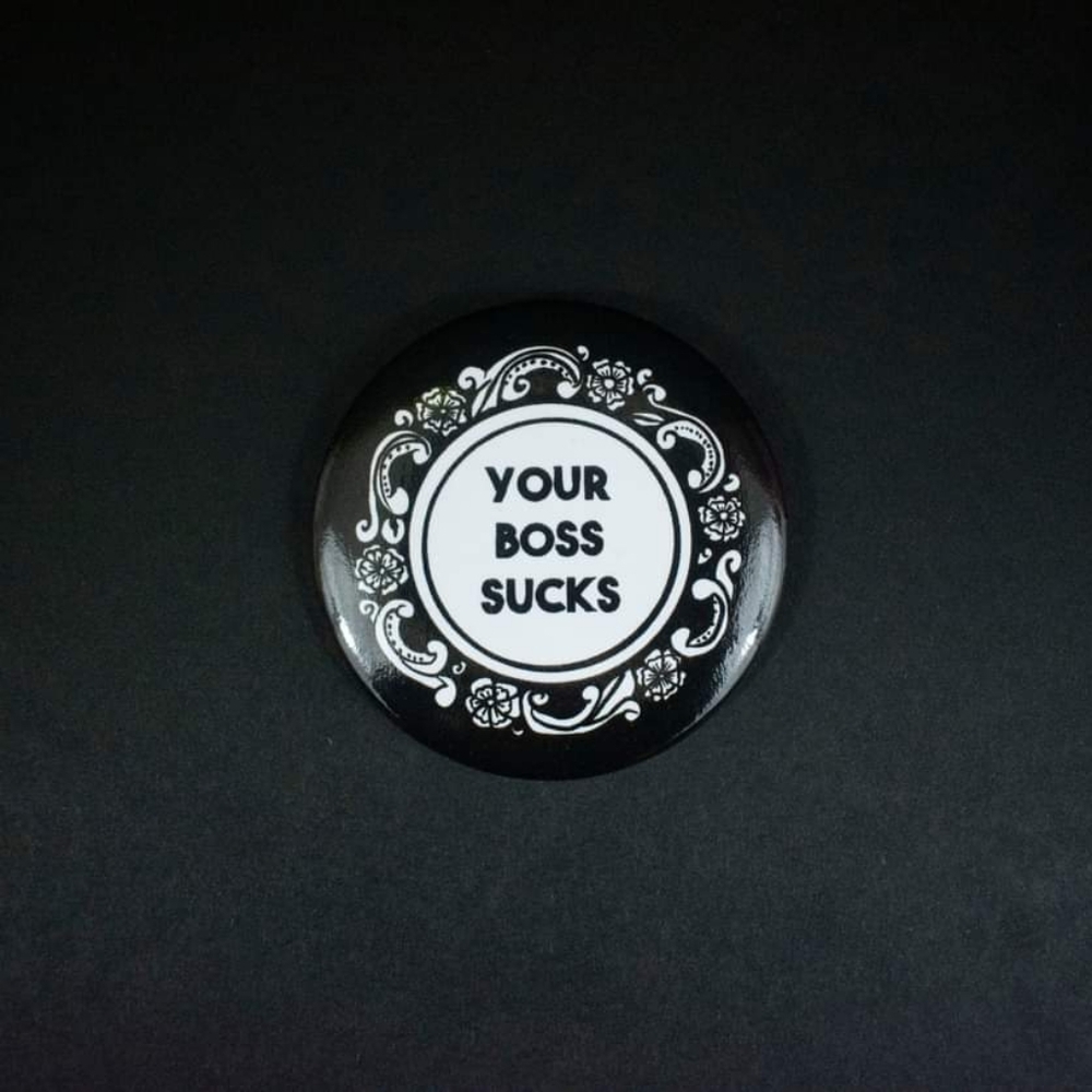 Large Pro Union worker pin - 2.25 inch pinback button - Picture 2 of 4